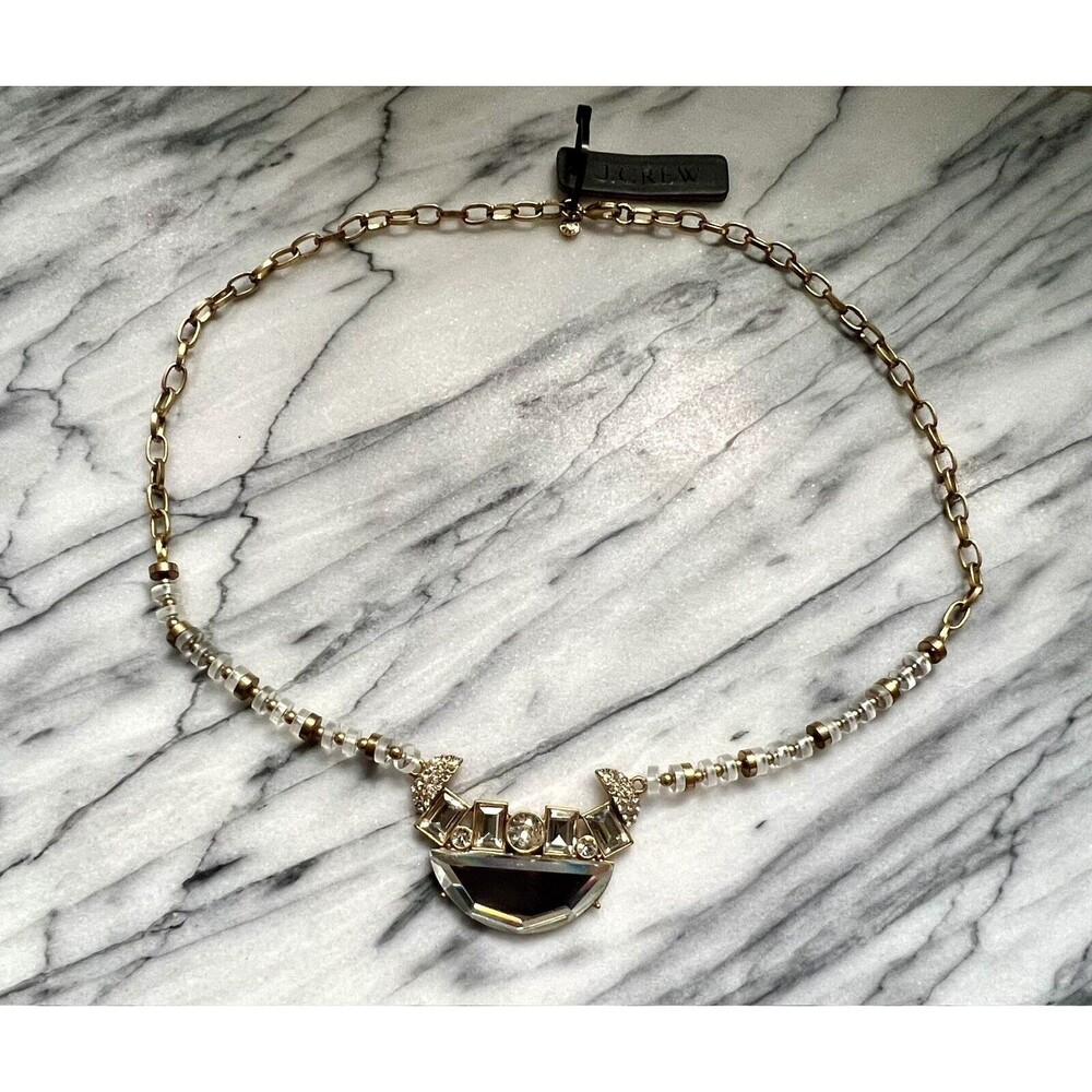 J. Crew Statement Rhinestone Neckalace - Clear Beads